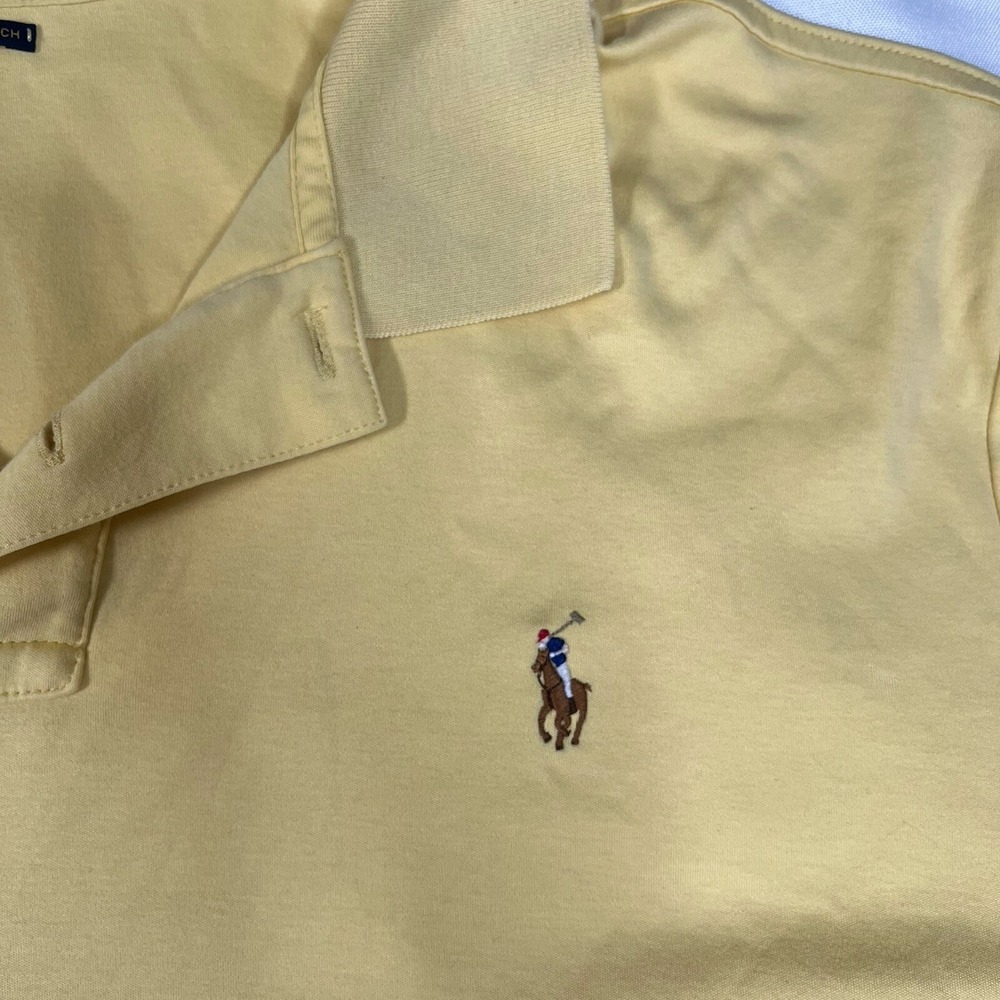 Ralph Lauren Polo Men short sleeve shirt yellow Pima Cotton Flesh Pony XXL - Picture 3 of 7